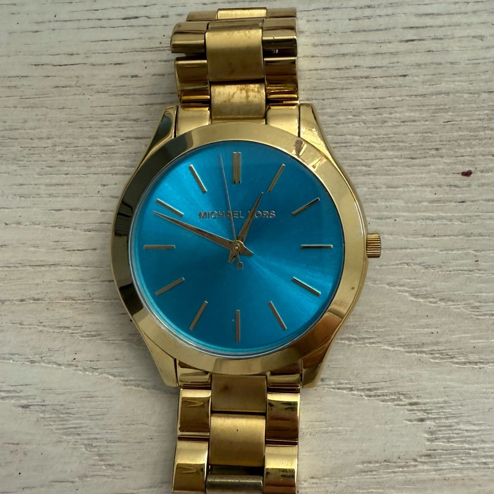 Michael Kors Gold Watch with Blue Dial